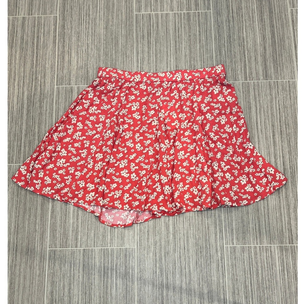 American Eagle Mini Skirt Womens M Red Floral Boho Flowy Cottagecore NWT